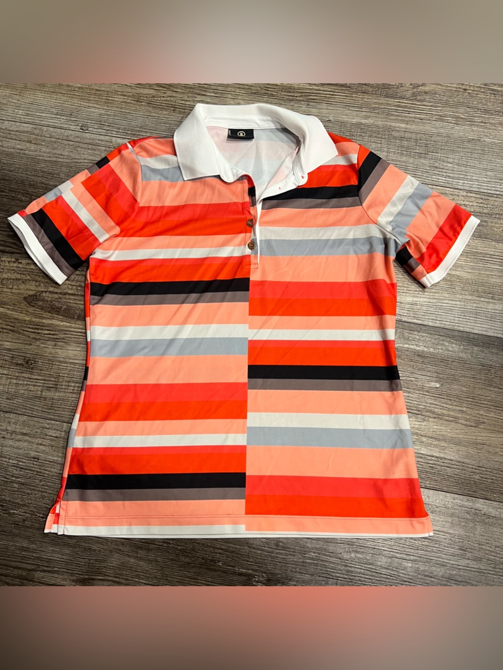 Bogner Womens Striped Polo Shirt Orange Golf Tennis